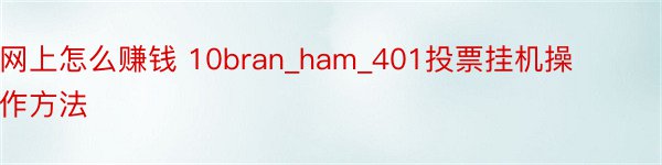 网上怎么赚钱 10bran_ham_401投票挂机操作方法