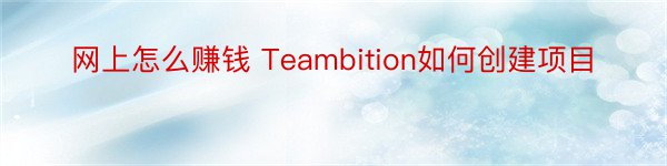 网上怎么赚钱 Teambition如何创建项目